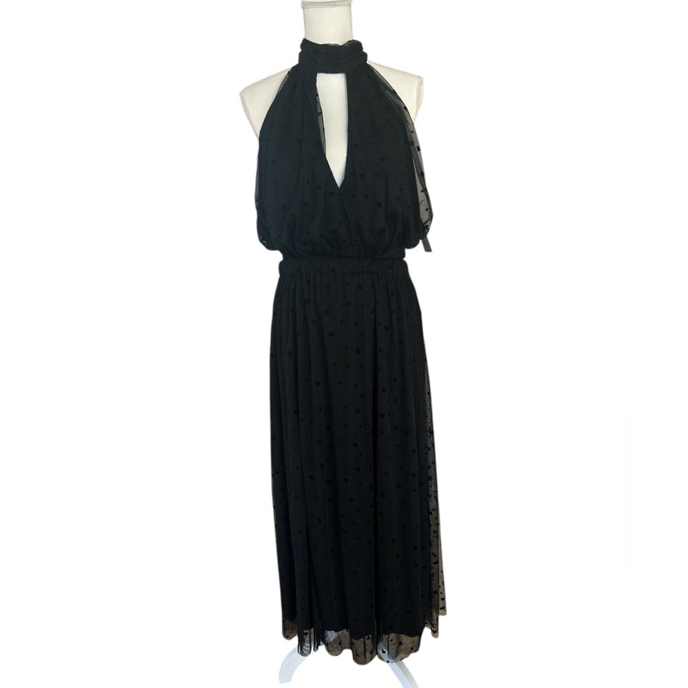 Anthropologie Black Mesh Heart Skirt Size LP New With Tags - Picture 1 of 9